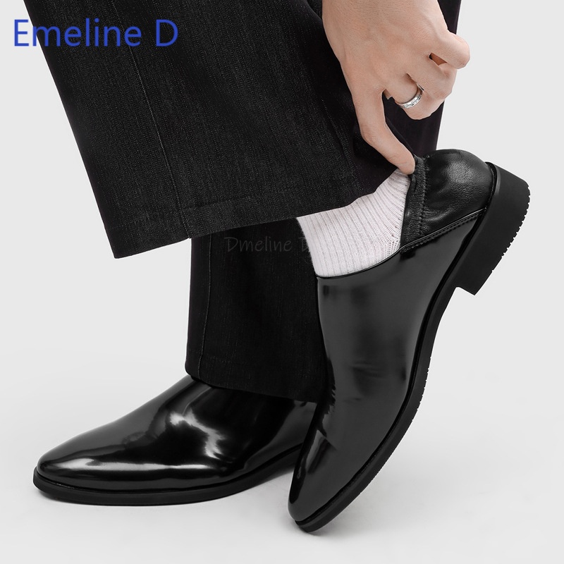 Men'S Urban Formal Wear - Mannelijke glanzende lakleren loafers met opklapbare