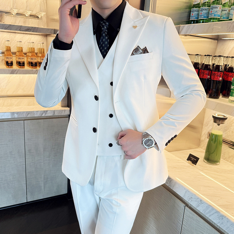 Men'S Formal Dinner Wear - Witte Herenpakken 3 Stuks Slim Fit