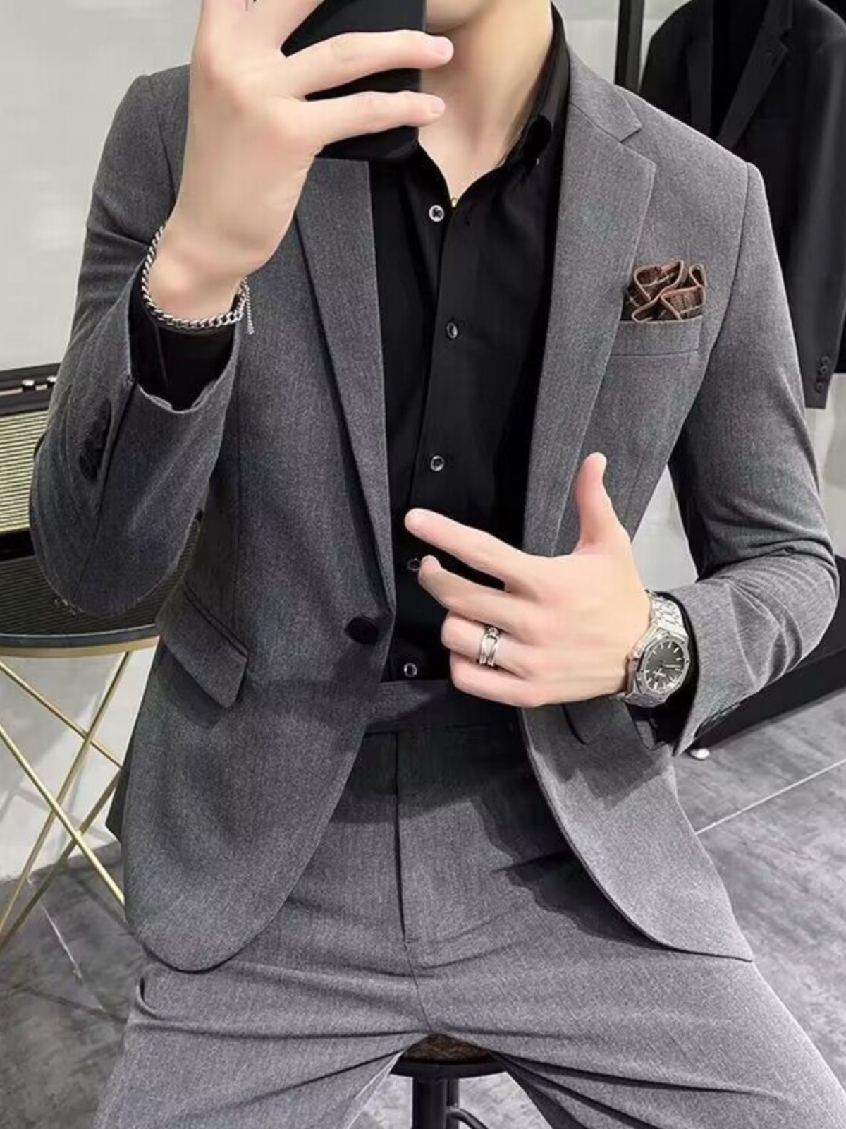 Men'S Urban Formal Wear - Zakelijk casual slim fit driedelig pak