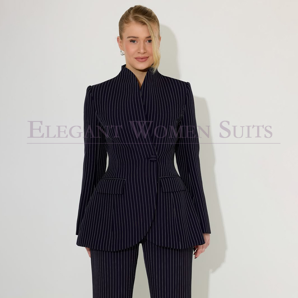 Men Formal Wear All Black - Zwarte pinstripe herenpakken, formele kleding, éénknoops,