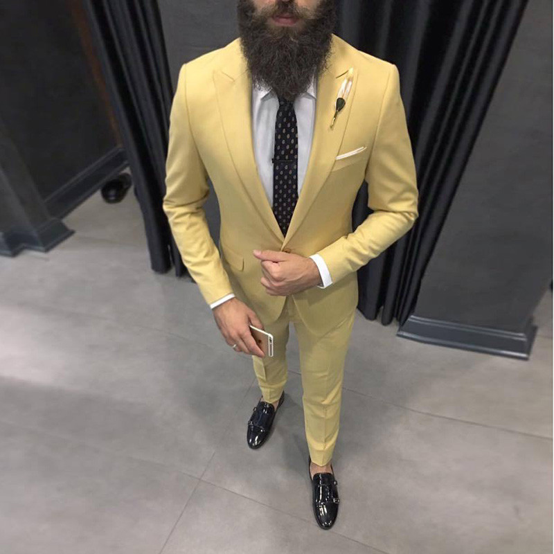 Men'S Formal Dinner Wear - 2025 Nieuwste gele herenkostuums voor bruiloft