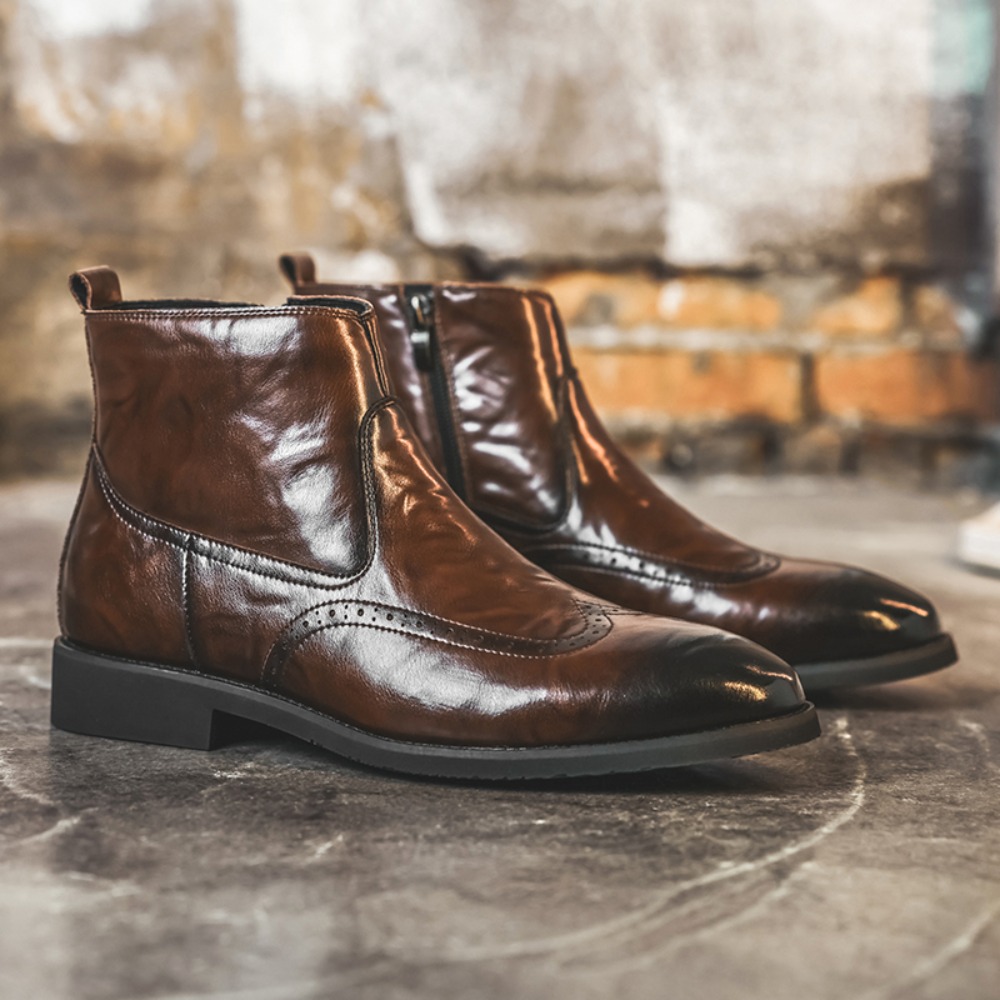 Formal Upper Wear Men - Heren Brogue Chelsea Boots met zijrits,
