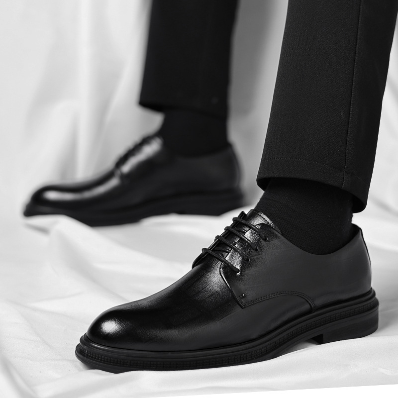 Heren zwarte getextureerde ler - Men Formal Wear All Black recensie en prijs