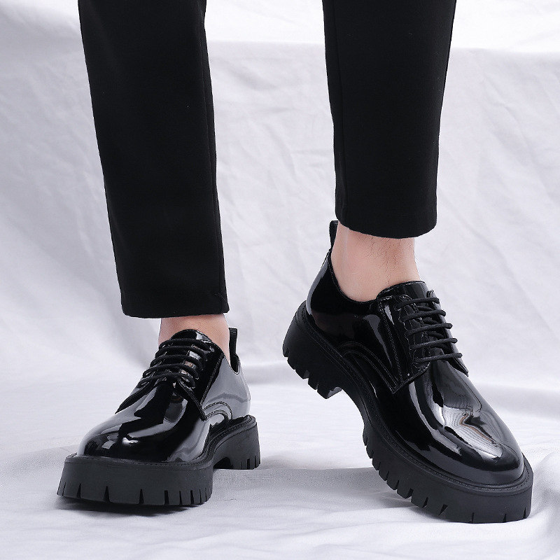 Heren zwart lakleer met veters - Men Formal Wear All Black recensie en prijs