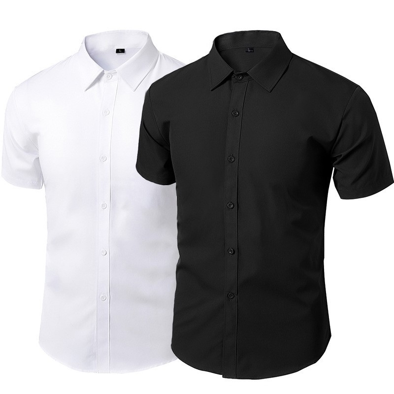 Zwart katoenen formeel overhem - Men Formal Wear All Black recensie en prijs