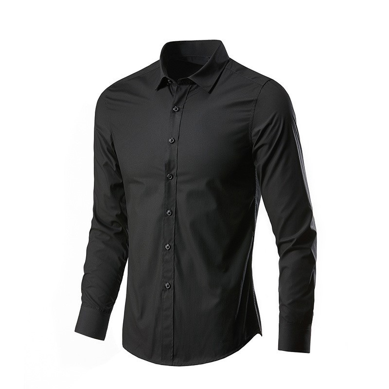 Zwart katoenen formeel overhem - Men Formal Wear All Black recensie en prijs